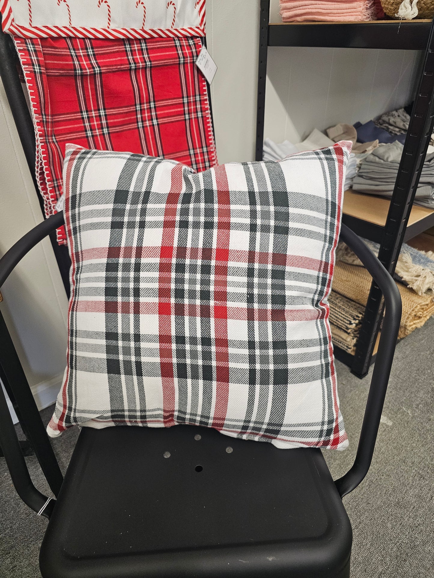 Black & Red 18" Plaid Pillow