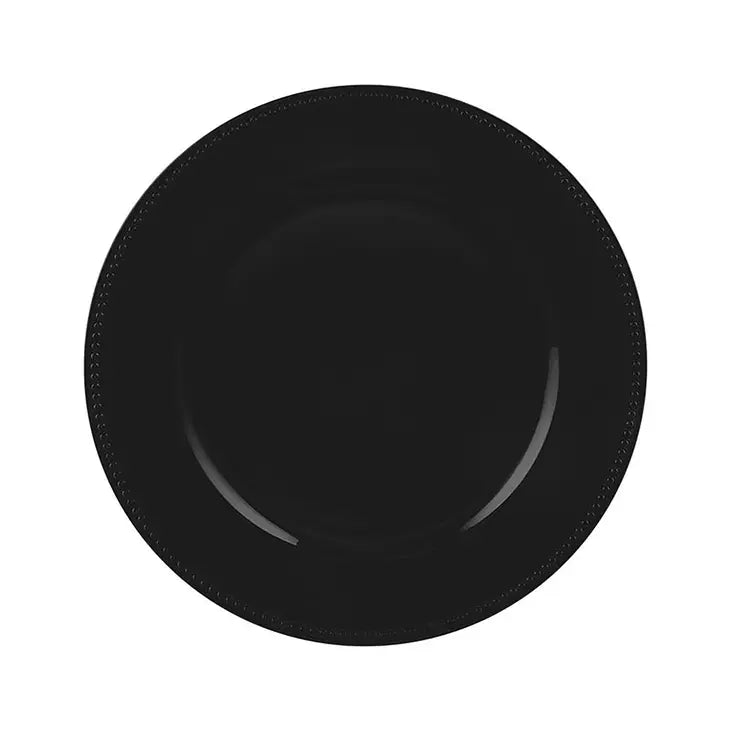Black Beaded 13" Round Charger Plate