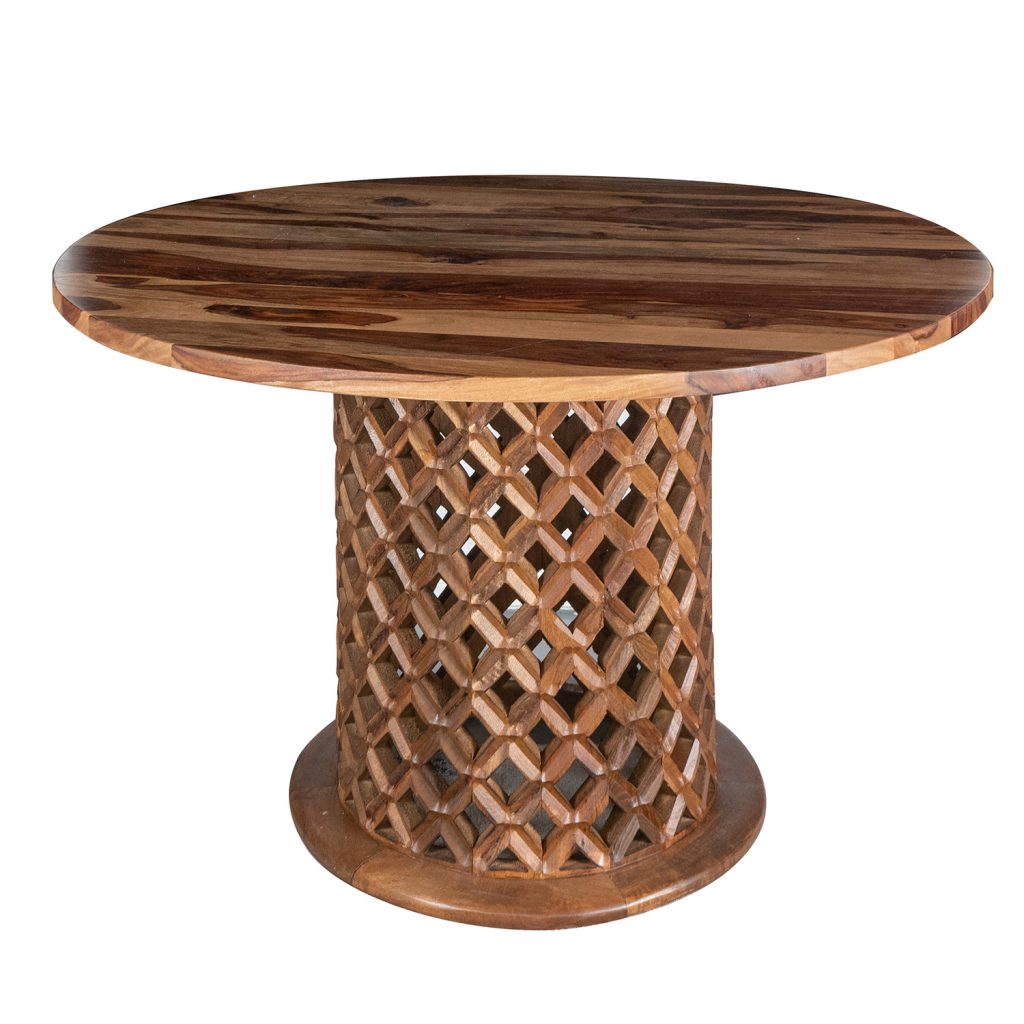 Emile 48" Round Mango & Rosewood Dining Table - Toasted Almond