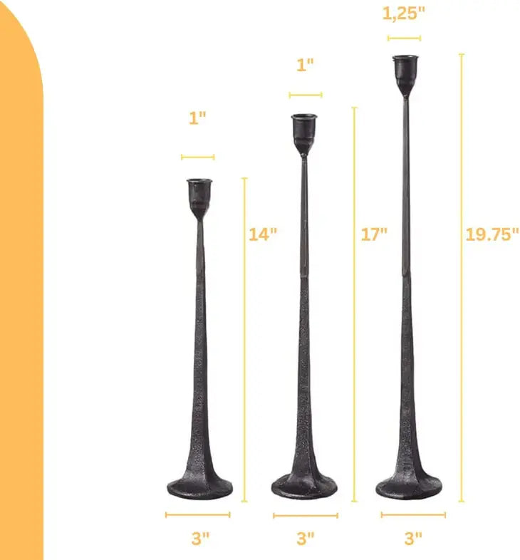 Salem Set of 3 Cast Iron Taper Candle Holders