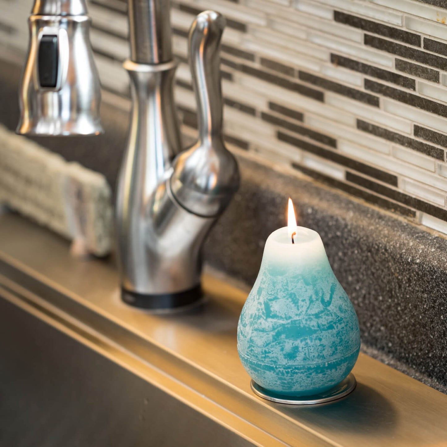 Vance Kitira Pear Shaped Candle - Sea Glass