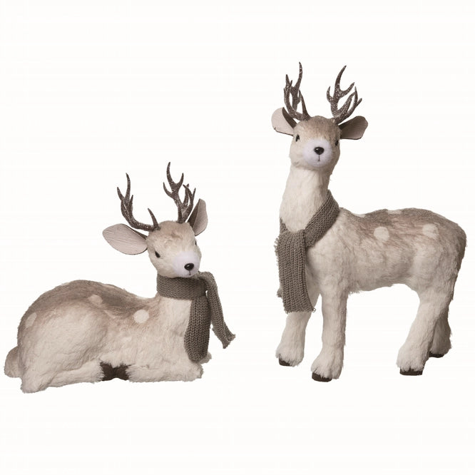 Cozy Winter Fawns With Gray Scarf