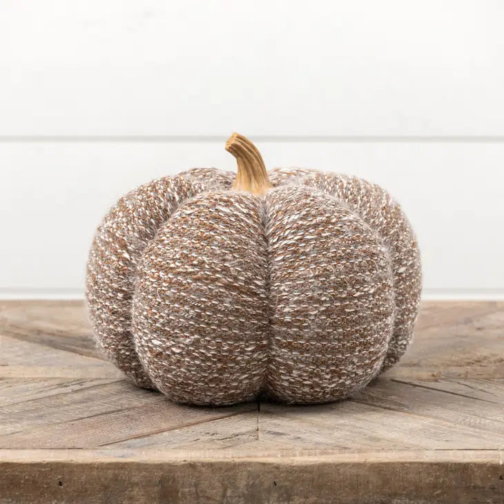 Speckled 11" Brown Fabric Pumpkin