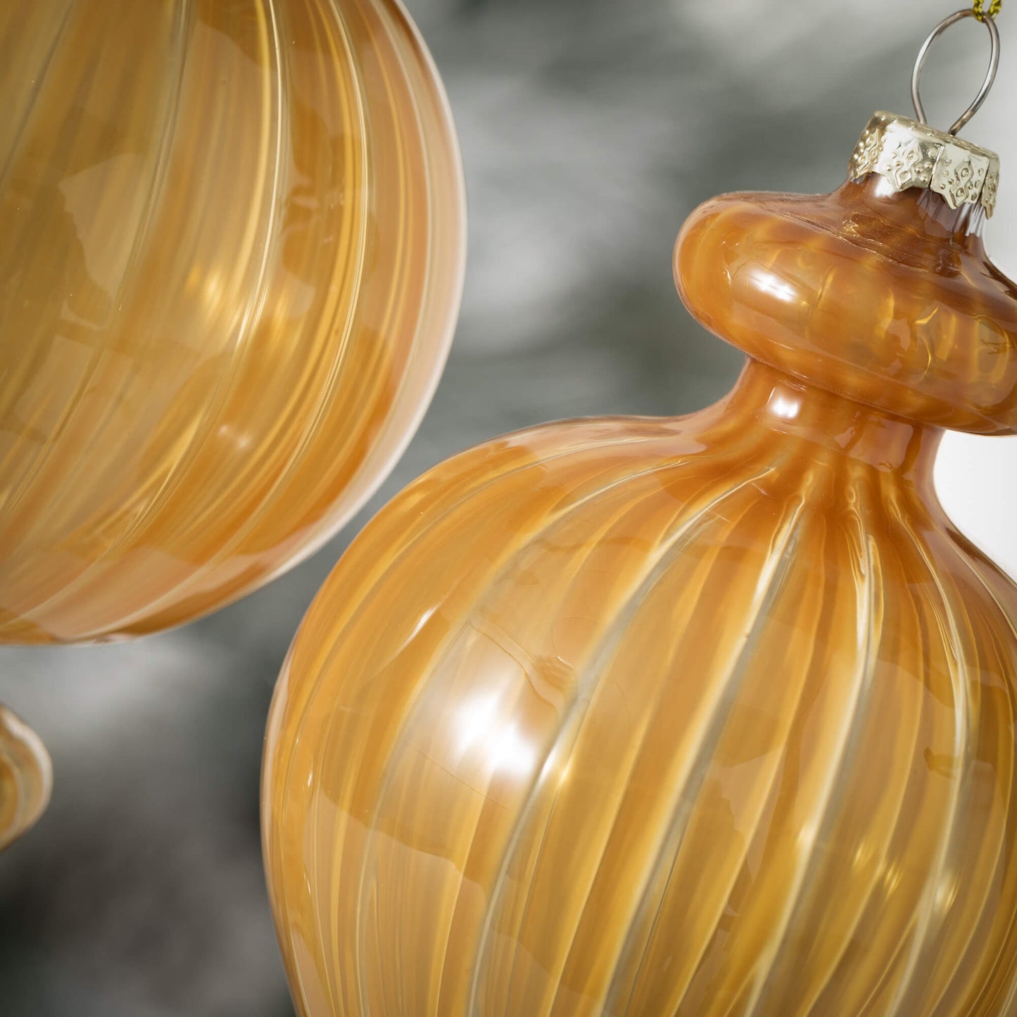 Butterscotch Hand-Blown Glass Finial Ornaments