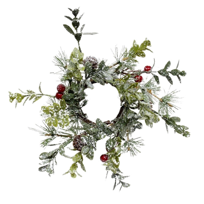 Pinecone & Red Apple 2.5" Candle Ring