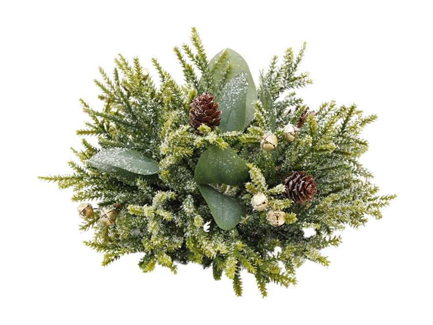 Gold Bell 11" Winter Greenery Orb