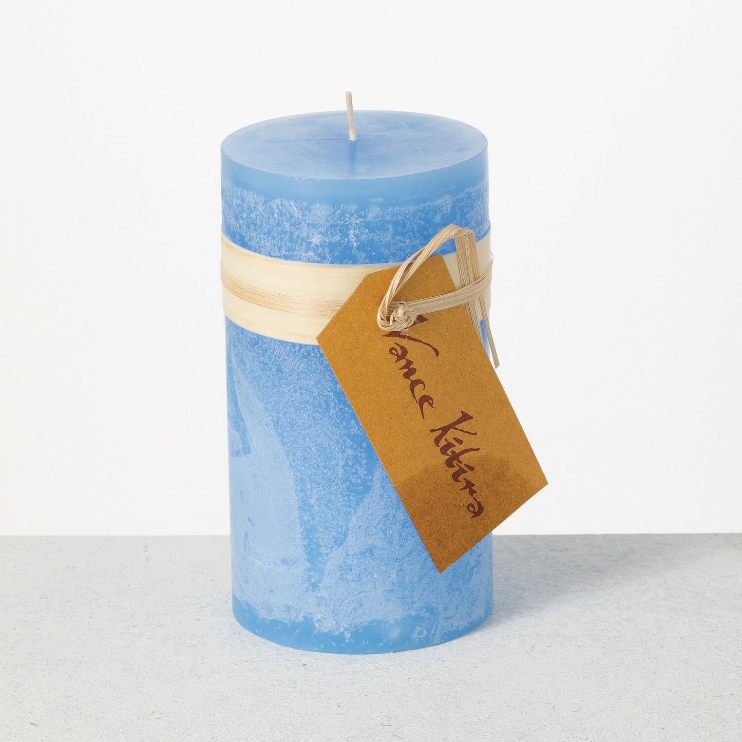 Vance Kitira Timber Pillar Candle - Crystal Blue