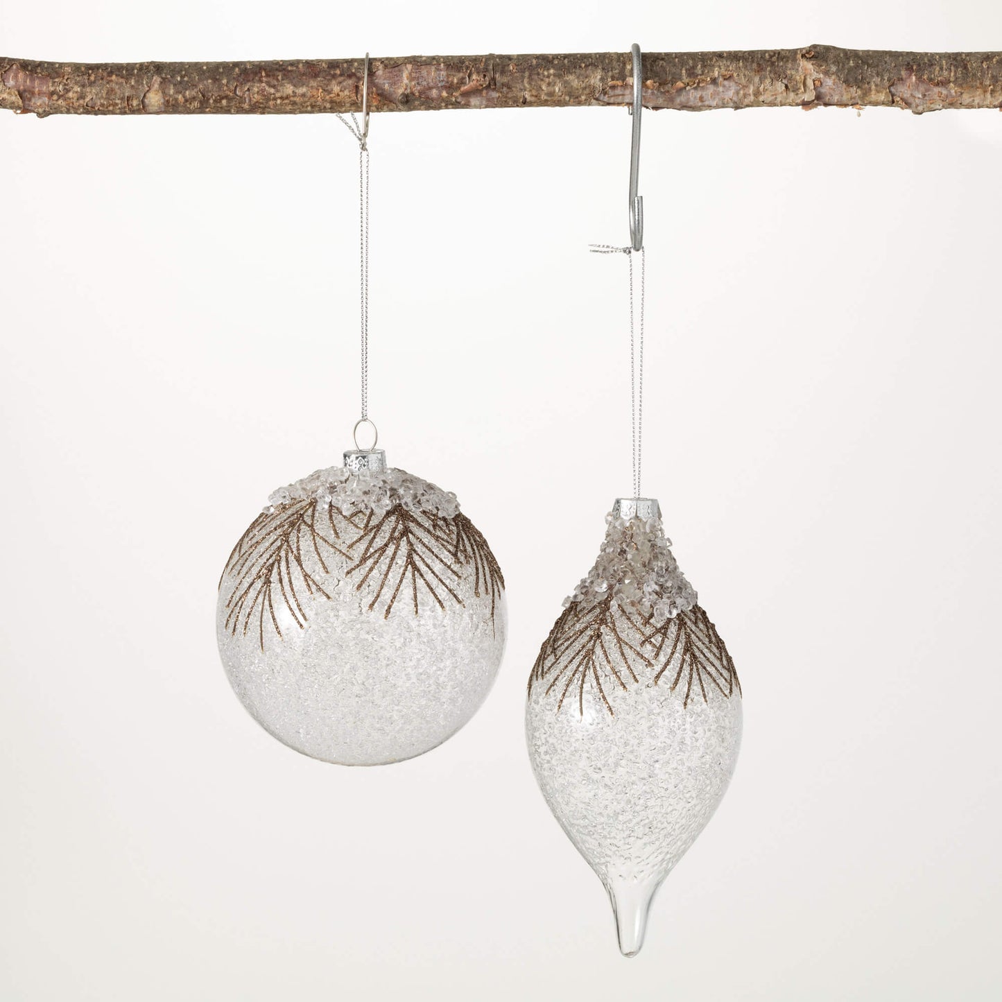 Icy Glass Pine Ornaments
