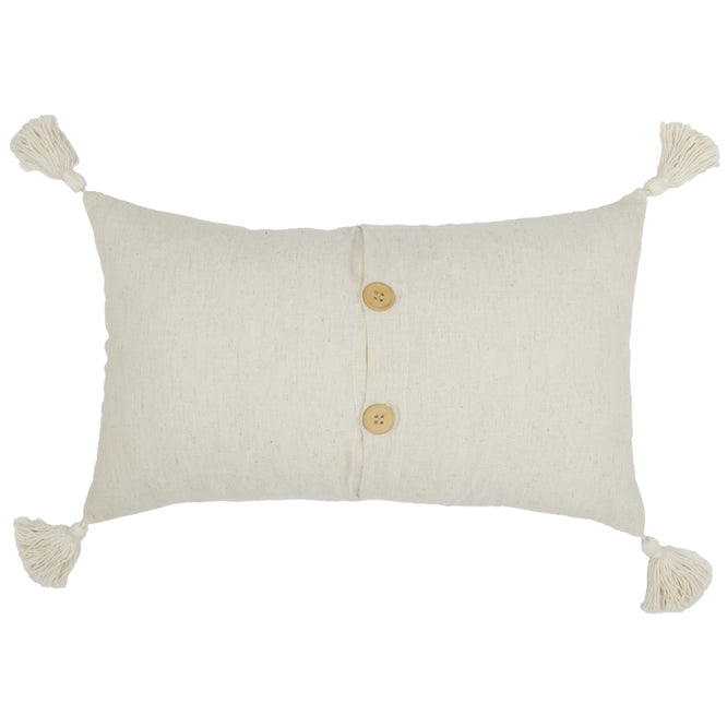 Flax & Lace 12" x 20" Lumbar Pillow With Tassels