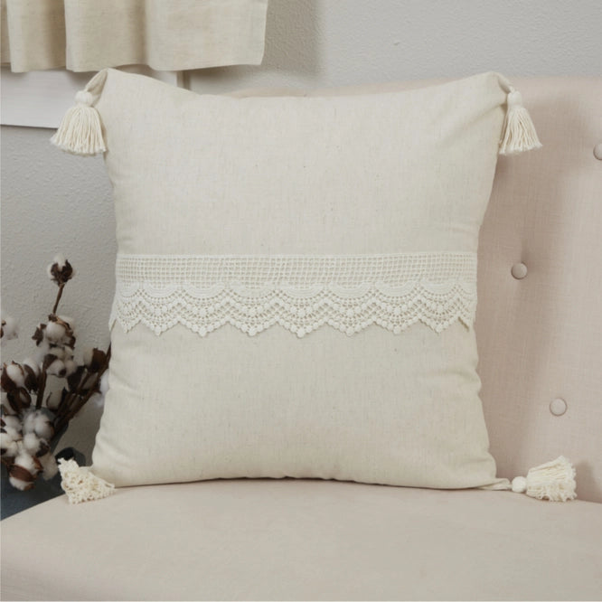 Flax & Lace 20" Tassel Pillow