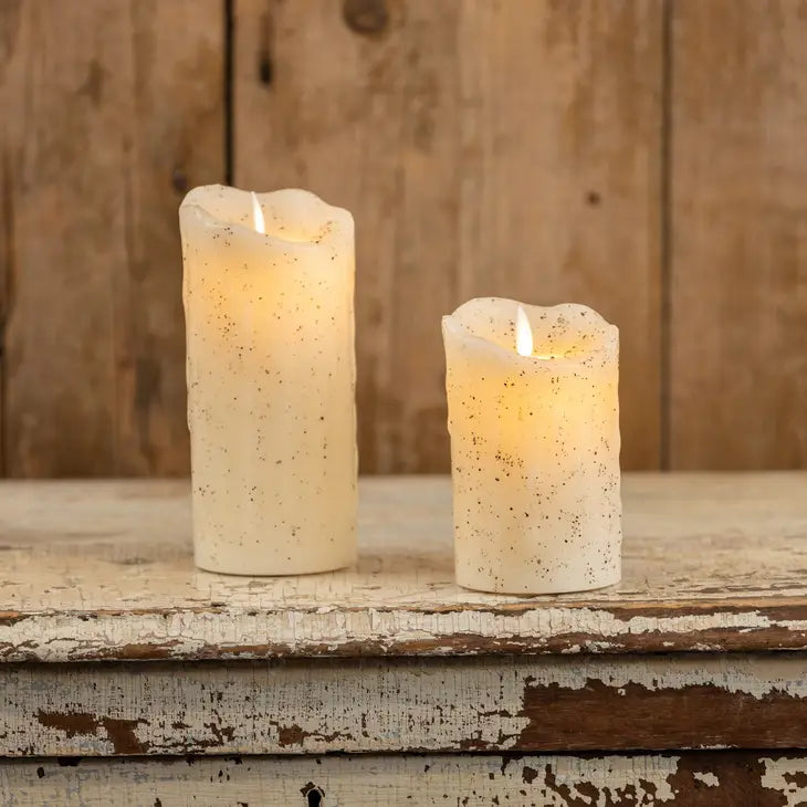 Speckled Cream 7" Moving Faux Flame Candle