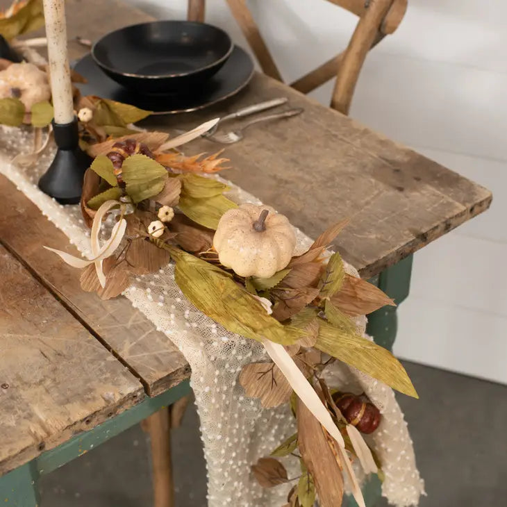 Natural Pumpkin With Mixed Foliage 60" Garland