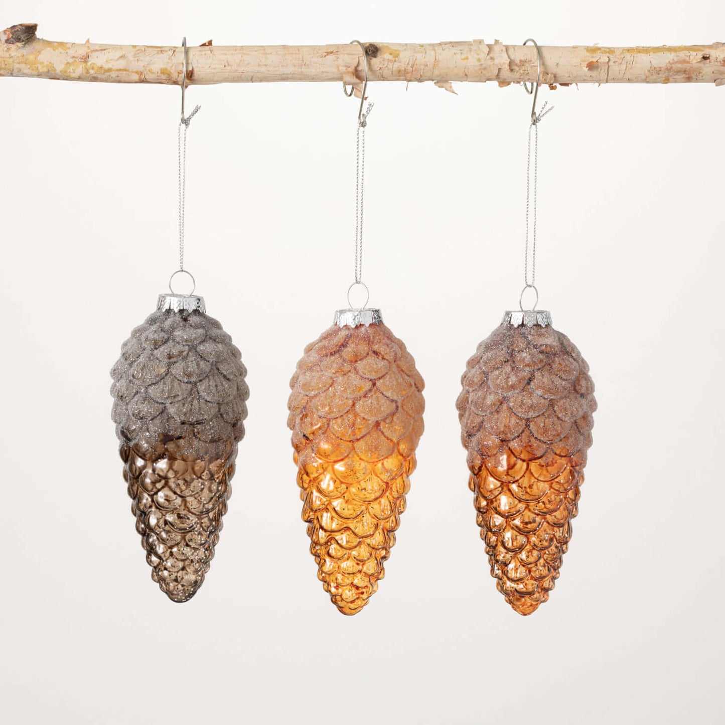Pearlescent Glass Pinecone Ornaments