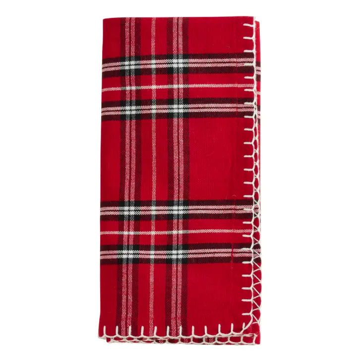 Red Plaid Whipstitch Napkin