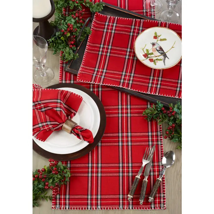 Red Plaid Whipstitch Napkin