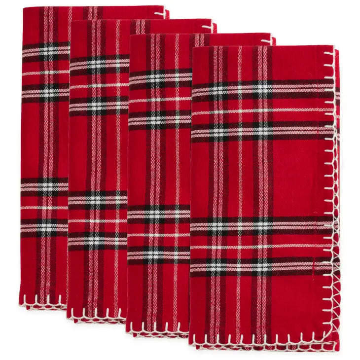 Red Plaid Whipstitch Napkin