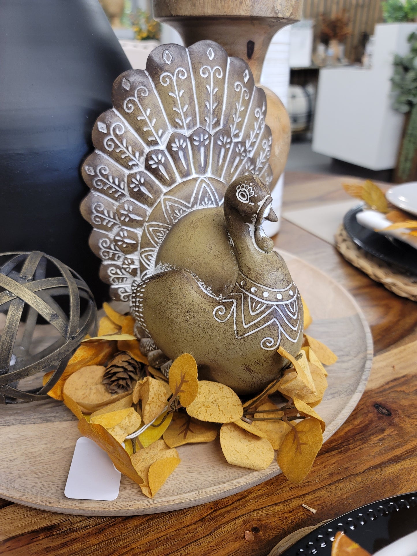 Tristen 8" Brown Carved Resin Turkey