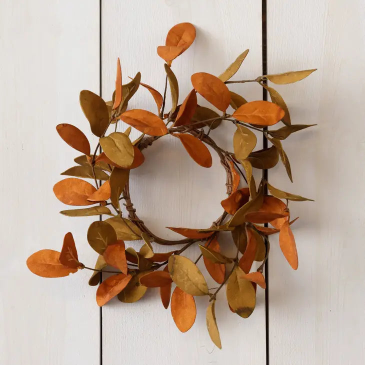 Rust & Olive Fall Foliage - Candle Ring 7"