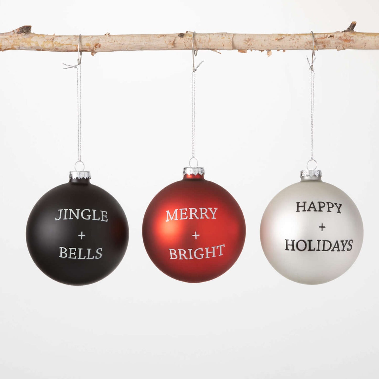 Holiday Sentiment 4" Glass Ornaments