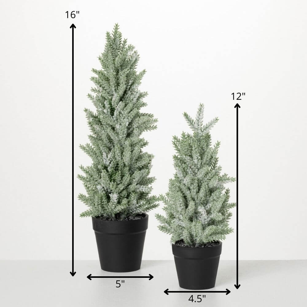 Snowy Pine Tree Set Of 2