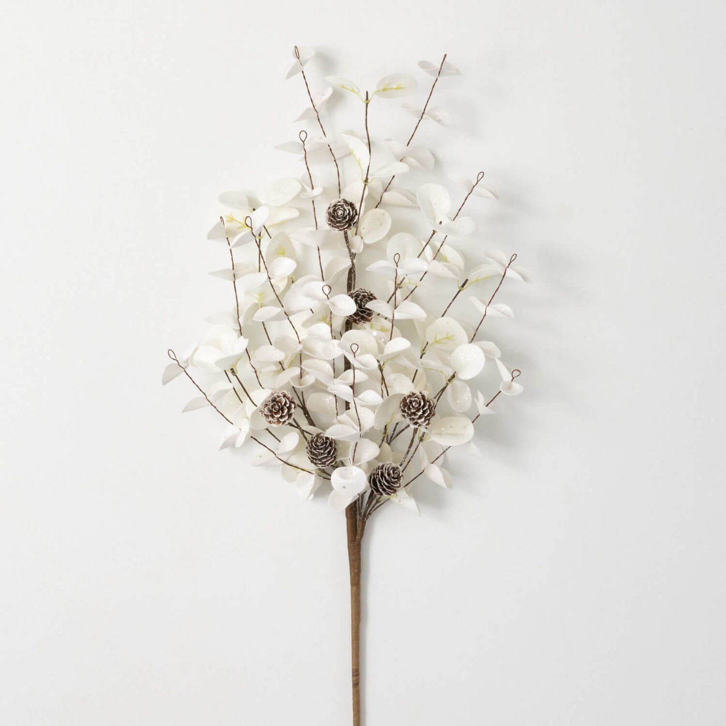 White 28.5" Eucalyptus & Pinecone Floral Spray