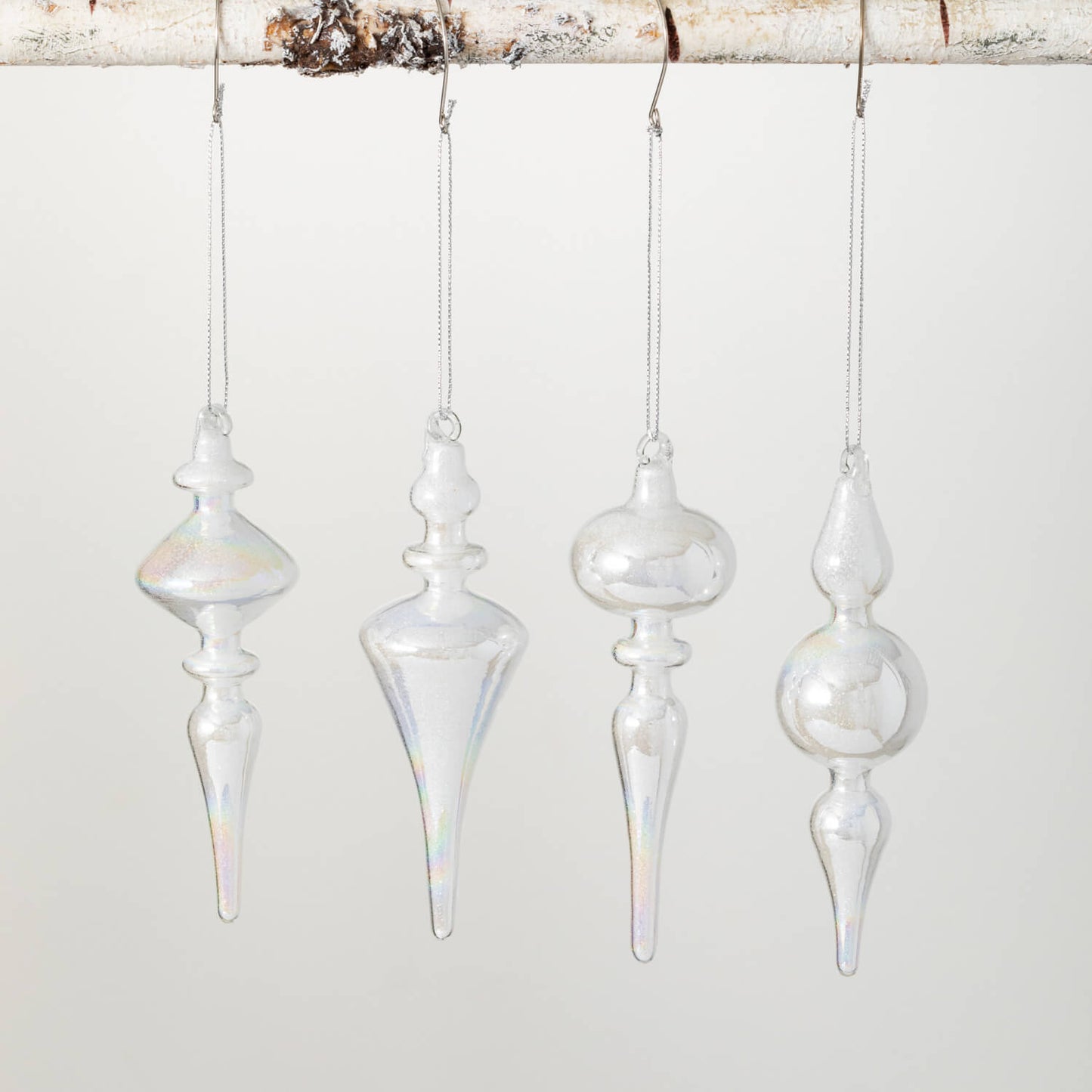 Pearlescent Hand-Blown Glass Finial Ornaments