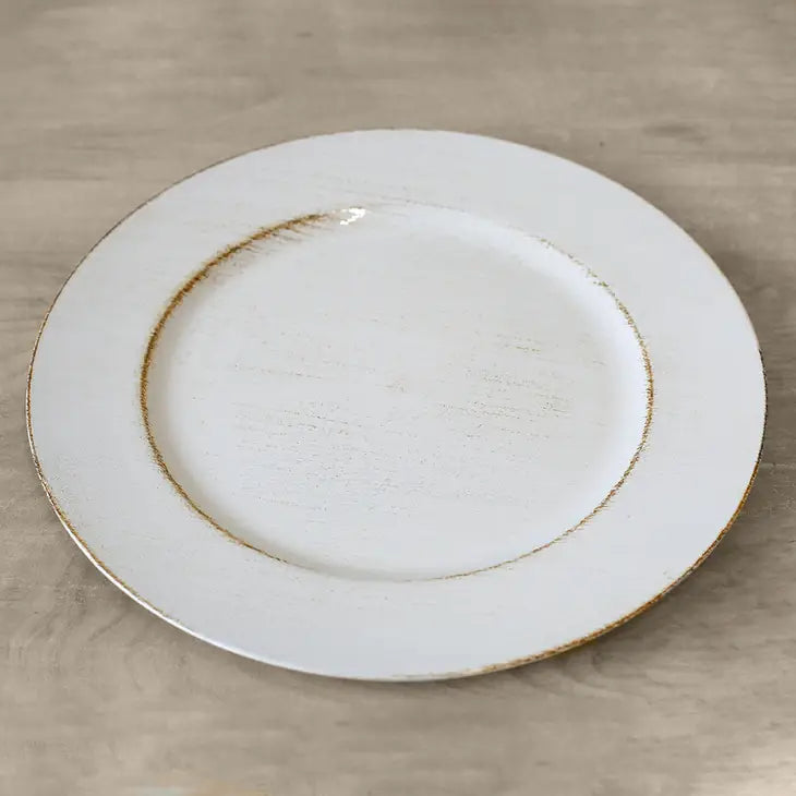 White Wash Woodland 13" Charger