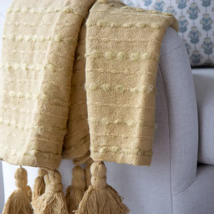 Nora 60" X 50" Daffodil Yellow Corded Throw Blanket