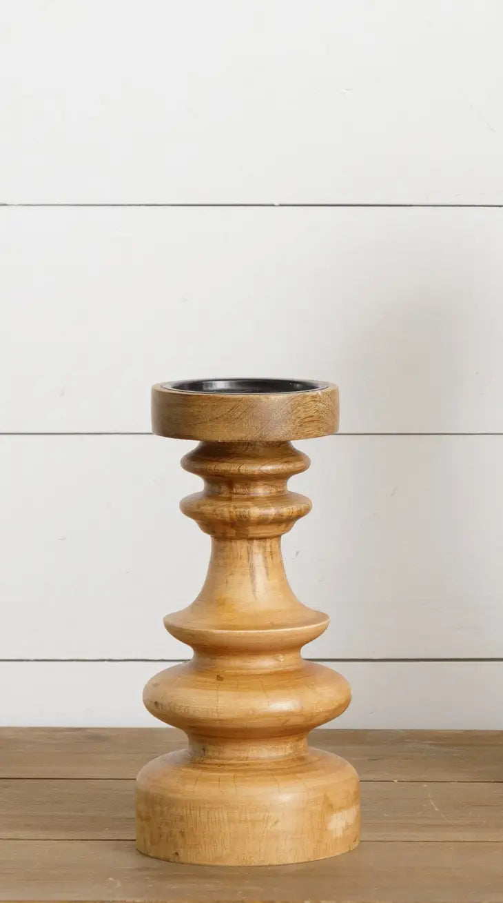 Harlow Turned Wood Candle Holder