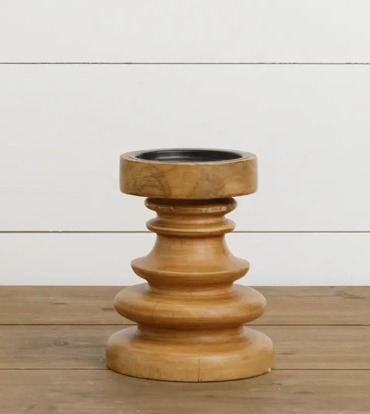 Harlow Turned Wood Candle Holder