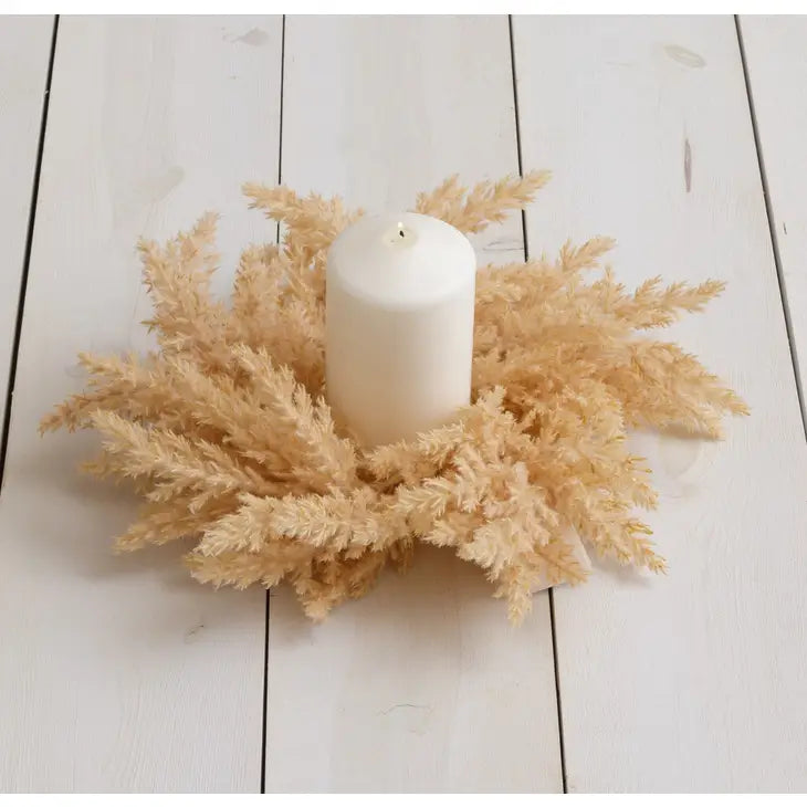 Beige Pampas Grass 13" Candle Ring