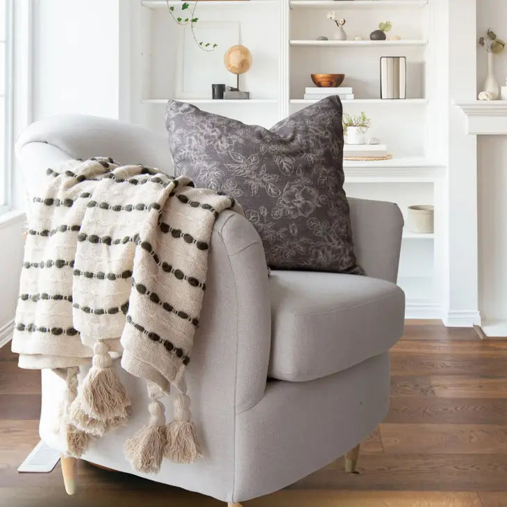 Nora Black & Cream 60" X 50" Corded Throw