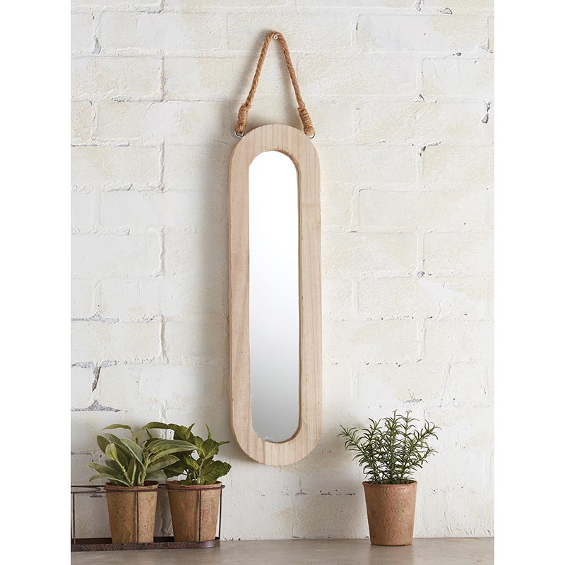 Jennifer 20.5" Wooden Oval Hanging Mirror