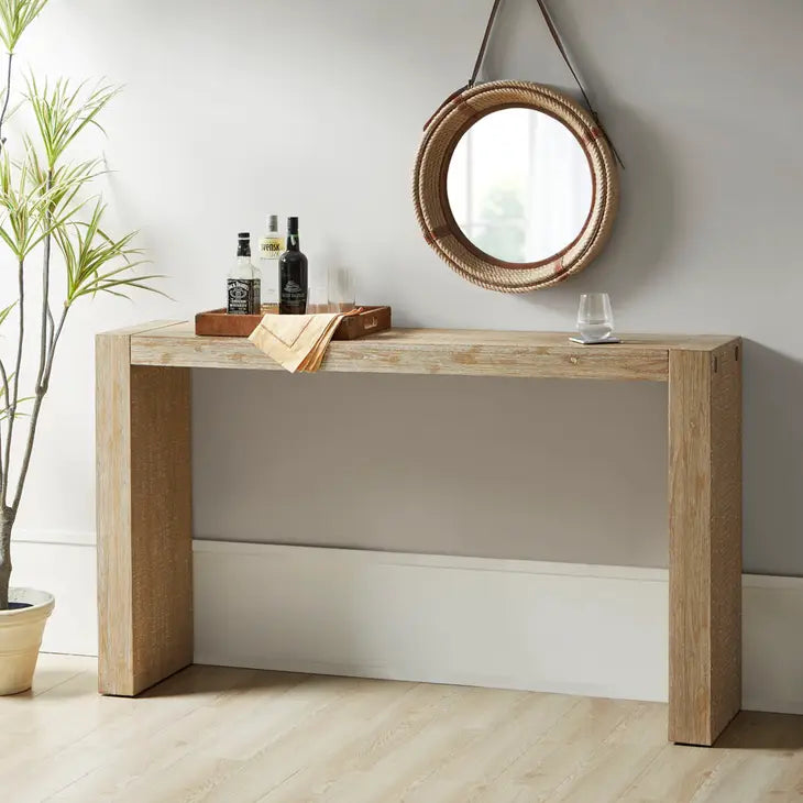 Floor Model Waylen 64" Pine Console Table - Reclaimed Wheat