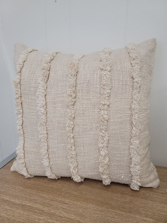 Jackson 20" Organic Cotton Textured Stripe Pillow - Sweet Cream