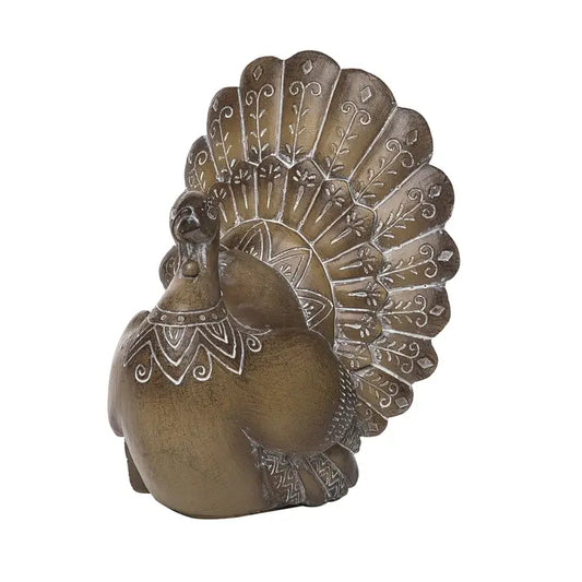 Tristen 8" Brown Carved Resin Turkey