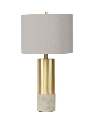 Ingrid 25" Cement Base Table Lamp - Gold + Gray Twill