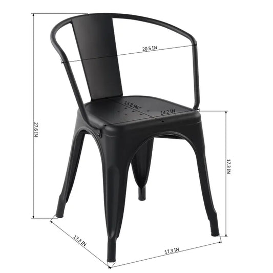 Chandler Curved Back Metal Dining Chair - Midnight