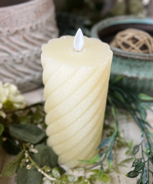 Frosted Cream 3" X 6" Moving Flame LED Candle