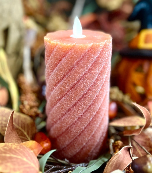 Frosted Terracotta 3" X 6" Moving Flame Candle