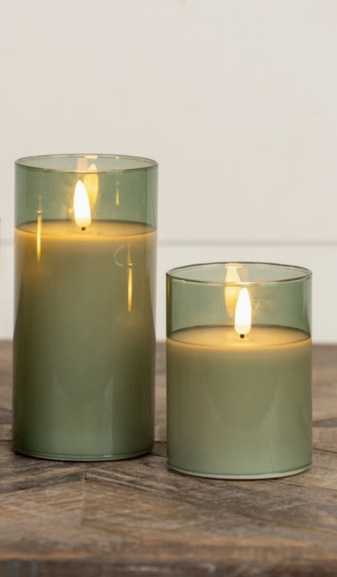 Green Glass 3D LED Candle