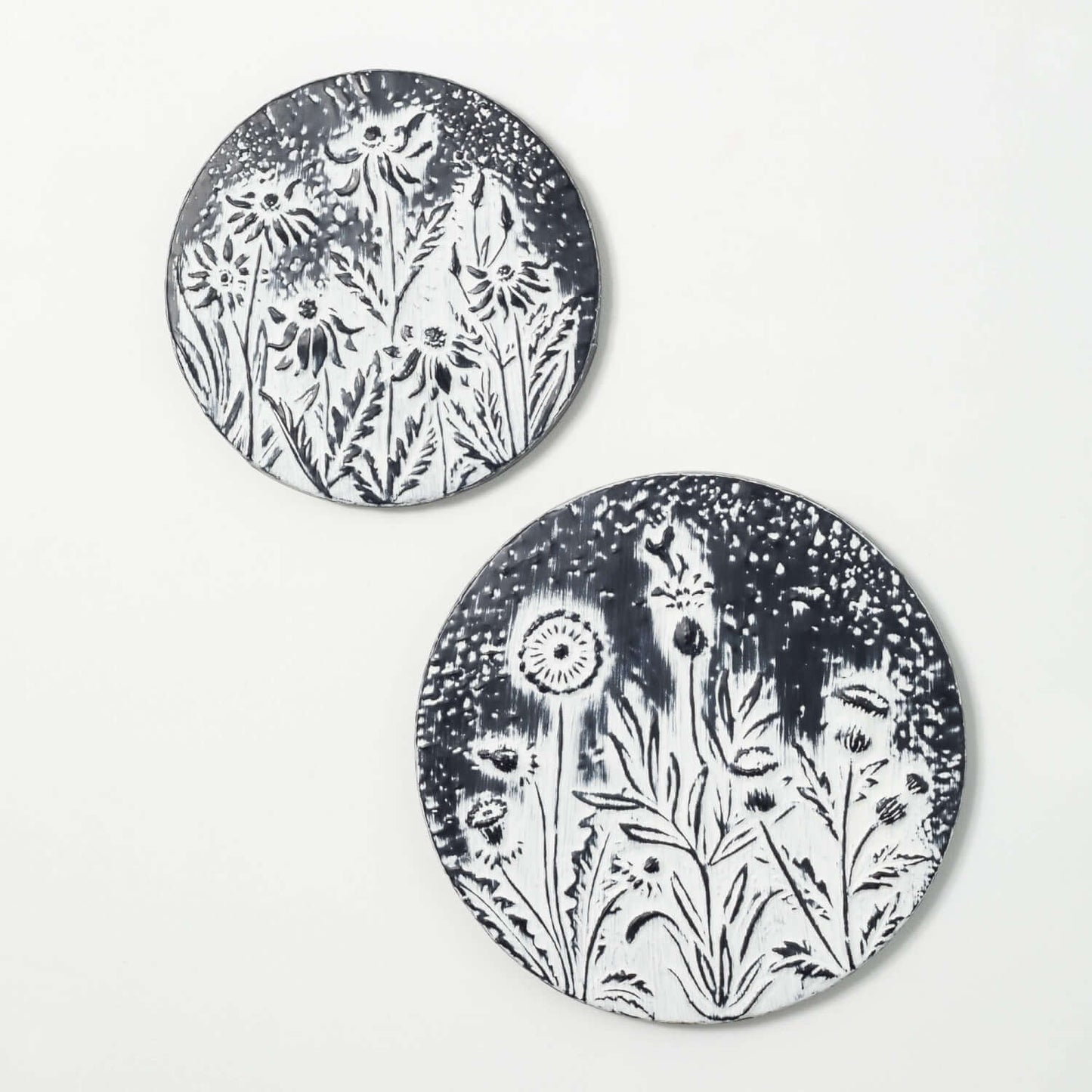 Floral Embossed Hammered Metal Wall Decor Set Of 2