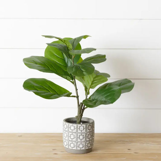 Potted 17" Faux Fiddle Fig Leaf Plant