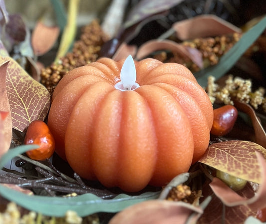 Orange Pumpkin 4.5" Moving Flame LED Candle