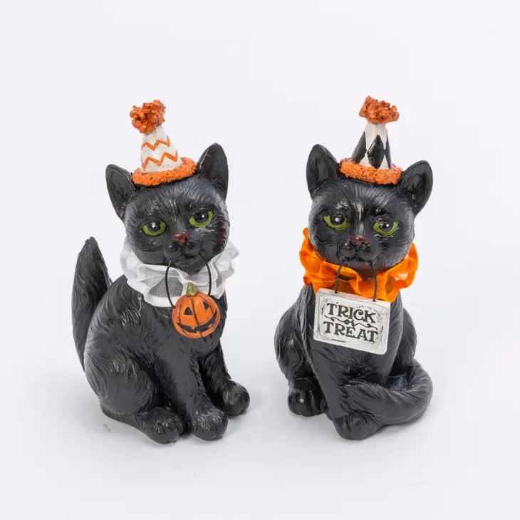 Halloween Black Cat 6" Resin Figurine I