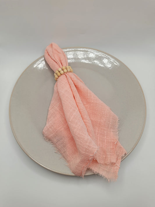 Miniature 15" Frayed Edge Dinner Napkin - Peach Rose