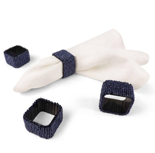 Blue Beaded Square Napkin Ring