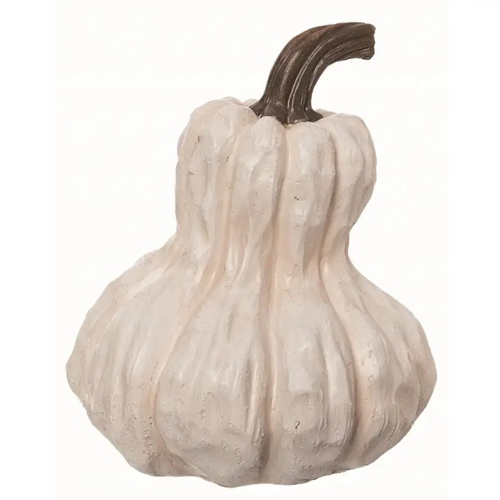 Tall 8" White Resin Pumpkin