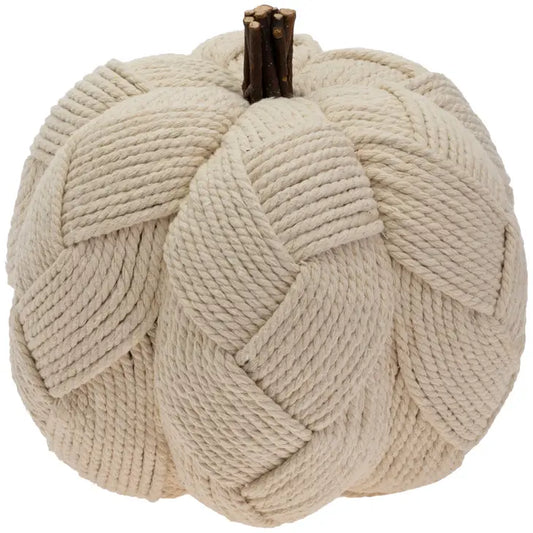 White Woven Knit Pumpkin - 8.5"