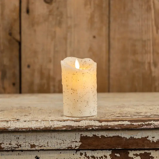 Speckled Cream 5" Moving Faux Flame Candle